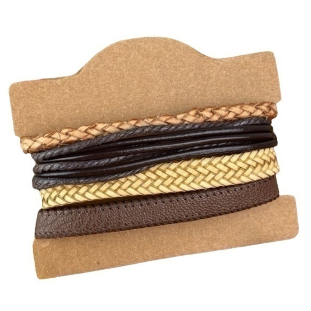Mens Bracelets Bundle 4 Piece Adjustable‎ Size Leather Bracelets Bundle